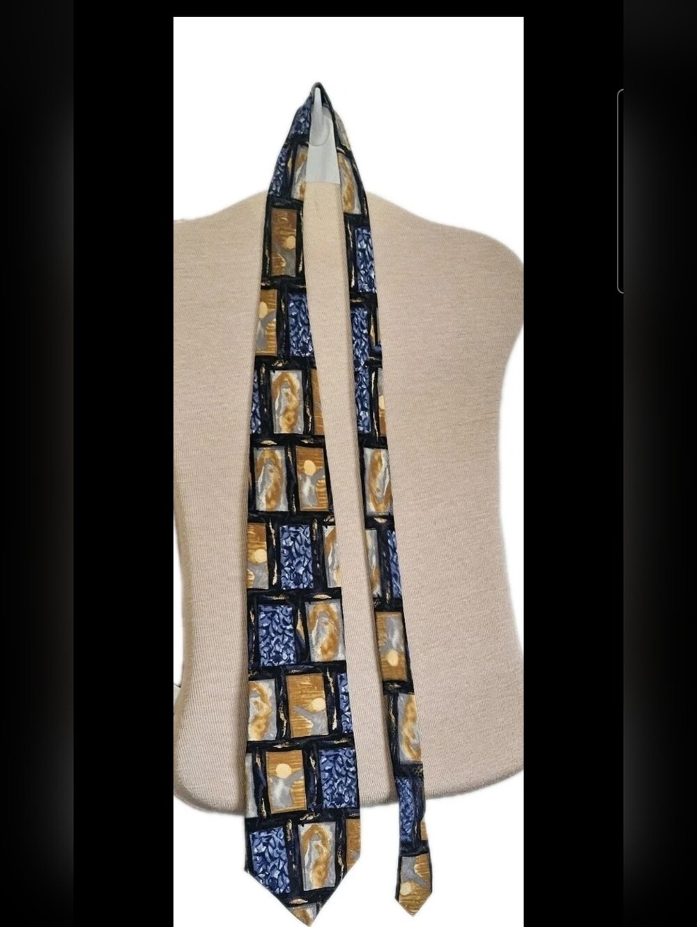 VTG J. Garcia Silk Tie Landscape With Eye Collection Ten Jerry Garcia Blue Gold